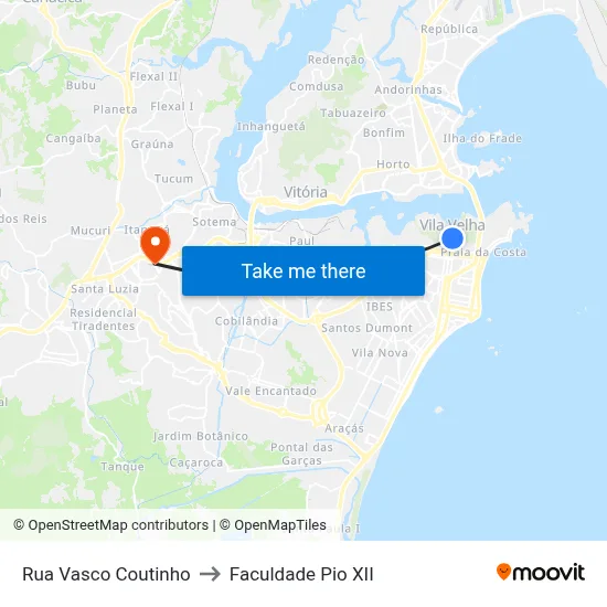 Rua Vasco Coutinho to Faculdade Pio XII map