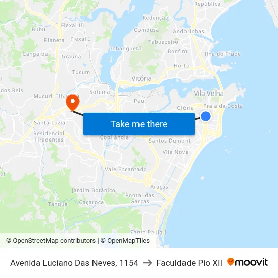 Avenida Luciano Das Neves, 1154 to Faculdade Pio XII map