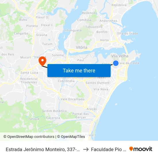 Estrada Jerônimo Monteiro, 337-413 to Faculdade Pio XII map