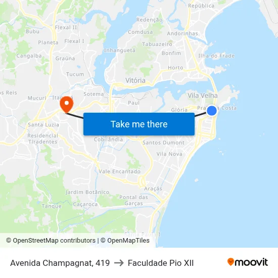Avenida Champagnat, 419 to Faculdade Pio XII map