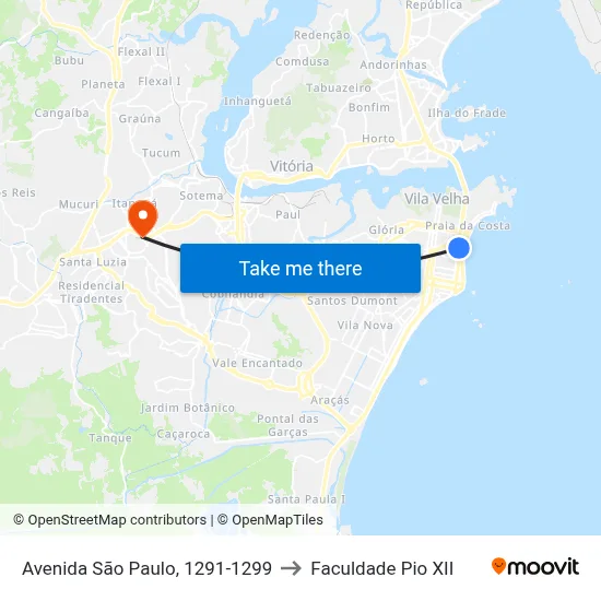Avenida São Paulo, 1291-1299 to Faculdade Pio XII map