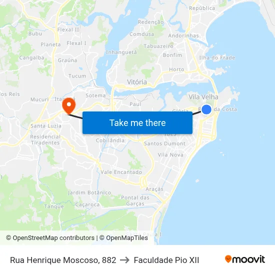 Rua Henrique Moscoso, 882 to Faculdade Pio XII map