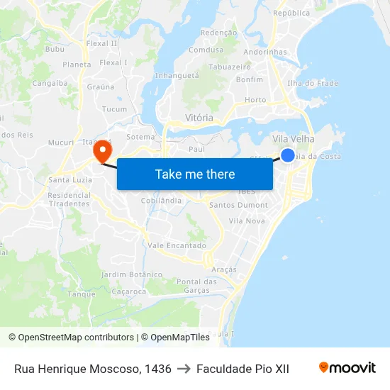 Rua Henrique Moscoso, 1436 to Faculdade Pio XII map