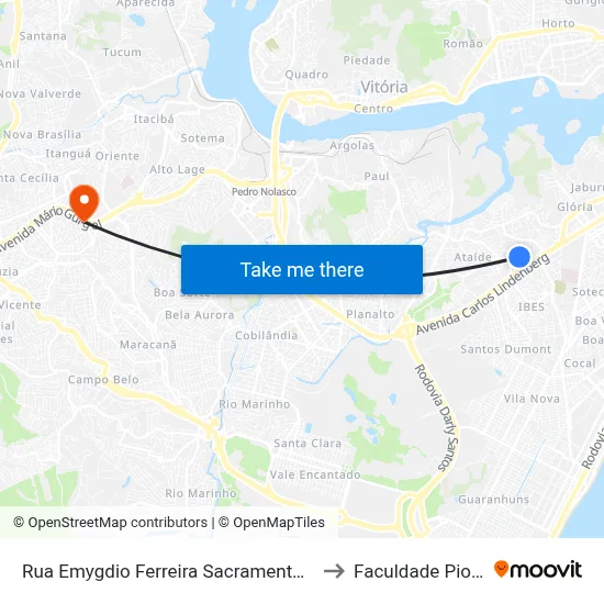 Rua Emygdio Ferreira Sacramento, 228 to Faculdade Pio XII map