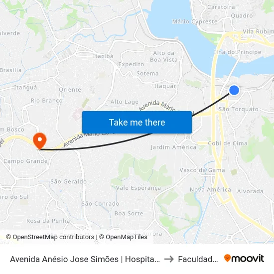 Avenida Anésio Jose Simões | Hospital Estadual De Vila Velha to Faculdade Pio XII map