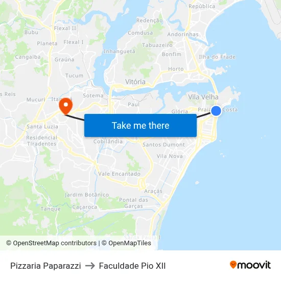 Pizzaria Paparazzi to Faculdade Pio XII map