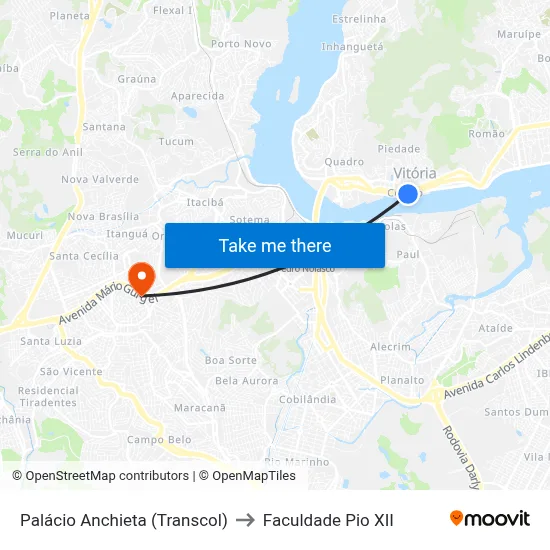 Palácio Anchieta (Transcol) to Faculdade Pio XII map