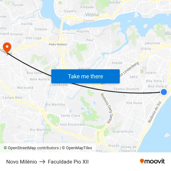 Novo Milênio to Faculdade Pio XII map