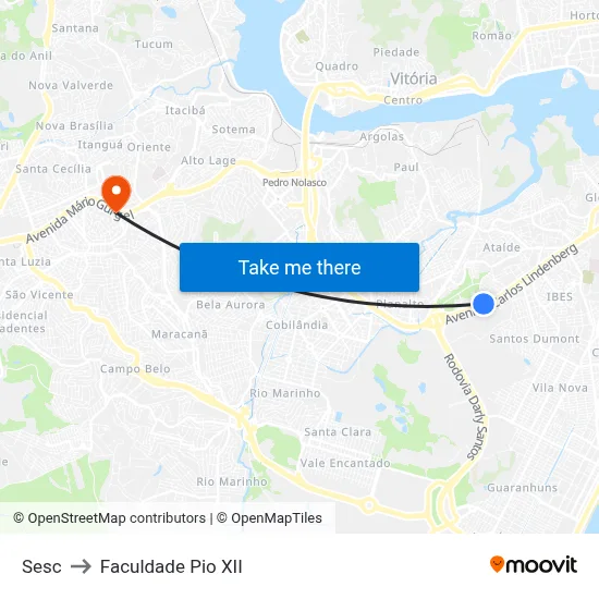 Sesc to Faculdade Pio XII map