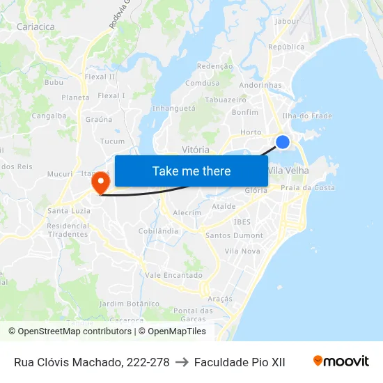 Rua Clóvis Machado, 222-278 to Faculdade Pio XII map