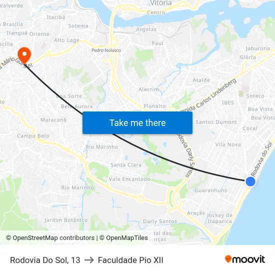Rodovia Do Sol, 13 to Faculdade Pio XII map
