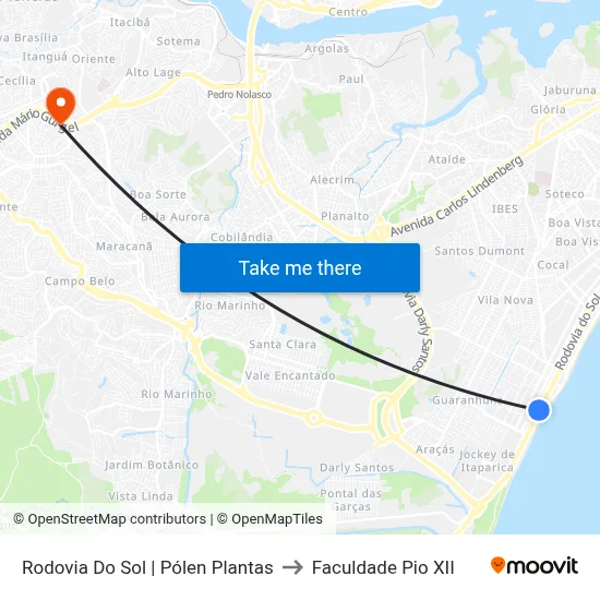 Rodovia Do Sol | Pólen Plantas to Faculdade Pio XII map