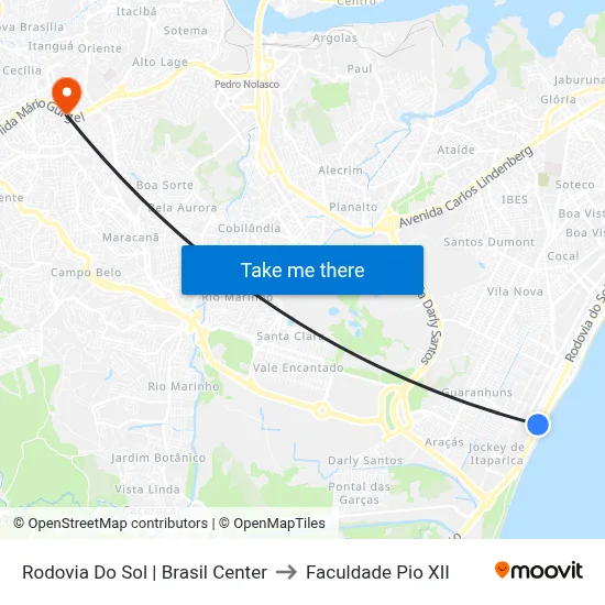Rodovia Do Sol | Brasil Center to Faculdade Pio XII map