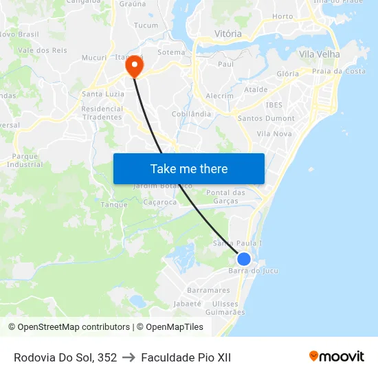 Rodovia Do Sol, 352 to Faculdade Pio XII map