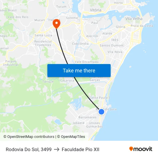 Rodovia Do Sol, 3499 to Faculdade Pio XII map