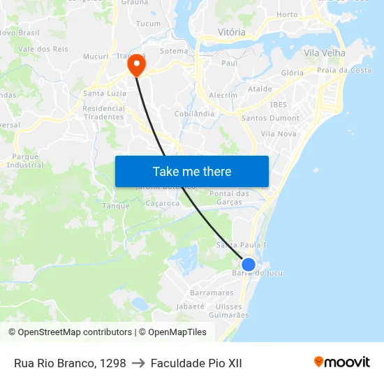Rua Rio Branco, 1298 to Faculdade Pio XII map