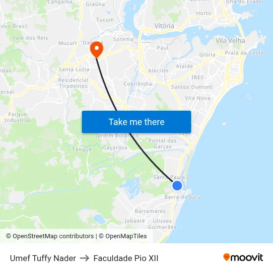 Umef Tuffy Nader to Faculdade Pio XII map