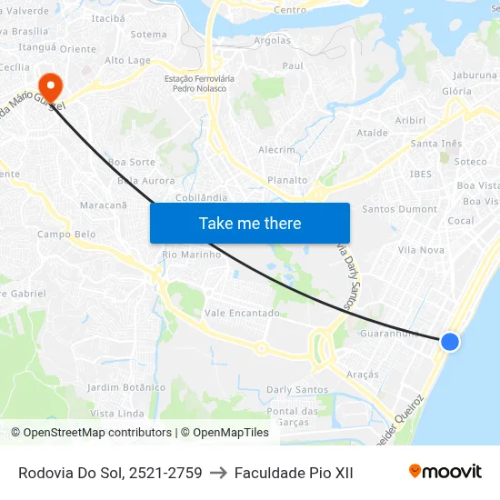 Rodovia Do Sol, 2521-2759 to Faculdade Pio XII map