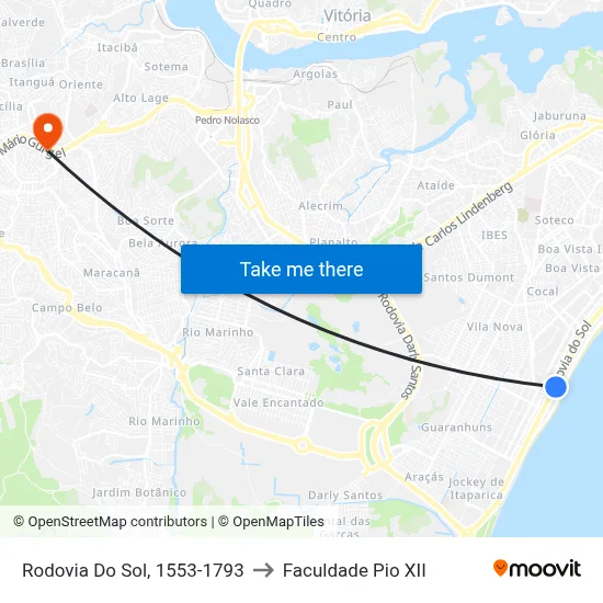 Rodovia Do Sol, 1553-1793 to Faculdade Pio XII map