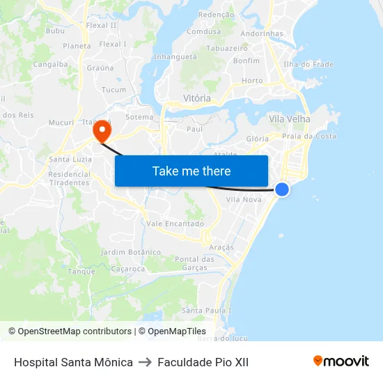 Hospital Santa Mônica to Faculdade Pio XII map
