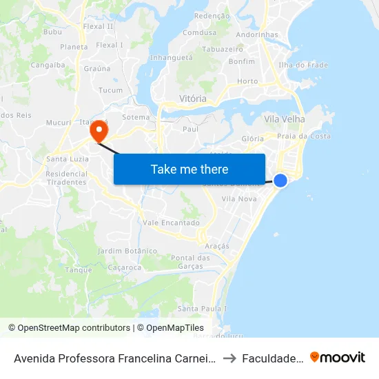 Avenida Professora Francelina Carneiro Setúbal, 731-751 to Faculdade Pio XII map