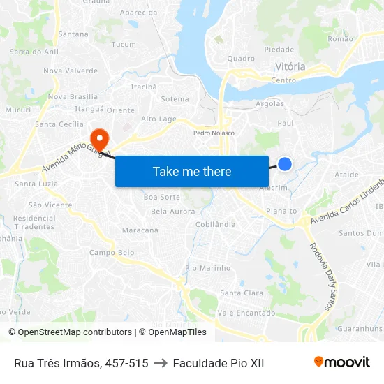 Rua Três Irmãos, 457-515 to Faculdade Pio XII map