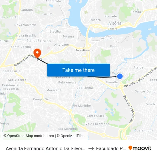 Avenida Fernando Antônio Da Silveira, 251-349 to Faculdade Pio XII map