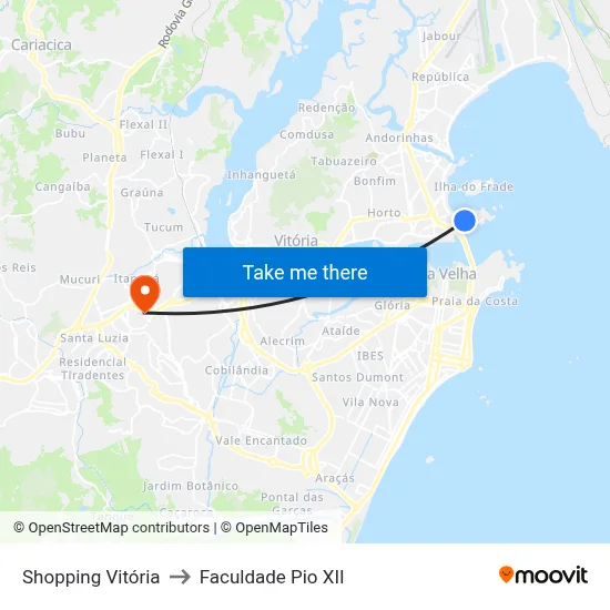 Shopping Vitória to Faculdade Pio XII map