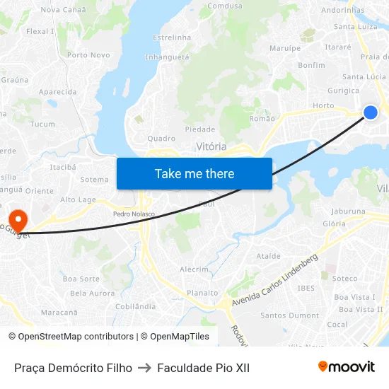 Praça Demócrito Filho to Faculdade Pio XII map