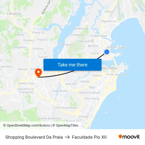 Shopping Boulevard Da Praia to Faculdade Pio XII map