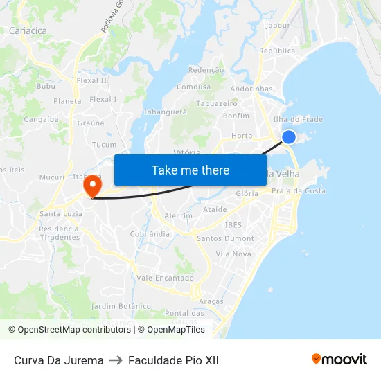 Curva Da Jurema to Faculdade Pio XII map