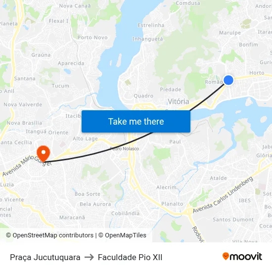 Praça Jucutuquara to Faculdade Pio XII map