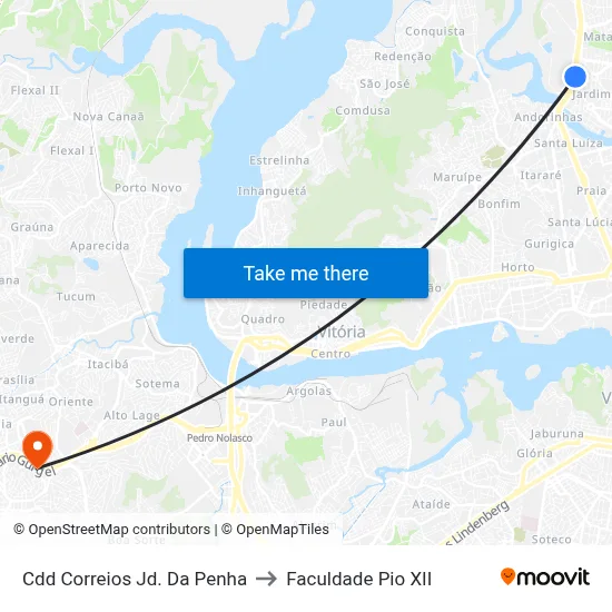 Cdd Correios Jd. Da Penha to Faculdade Pio XII map