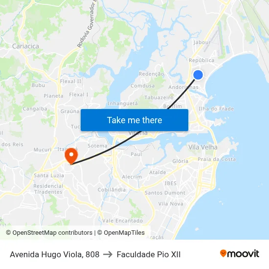 Avenida Hugo Viola, 808 to Faculdade Pio XII map