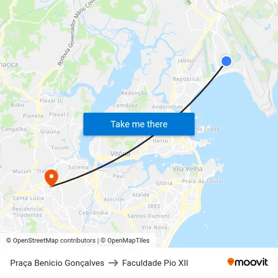 Praça Benicio Gonçalves to Faculdade Pio XII map