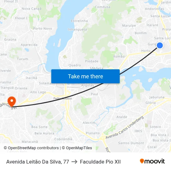 Avenida Leitão Da Silva, 77 to Faculdade Pio XII map