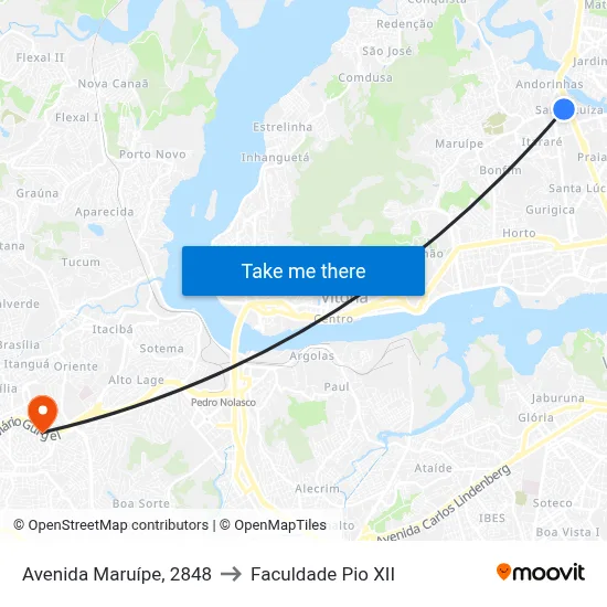 Avenida Maruípe, 2848 to Faculdade Pio XII map