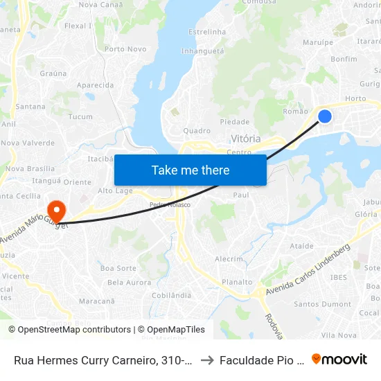 Rua Hermes Curry Carneiro, 310-368 to Faculdade Pio XII map