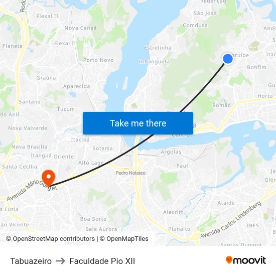 Tabuazeiro to Faculdade Pio XII map