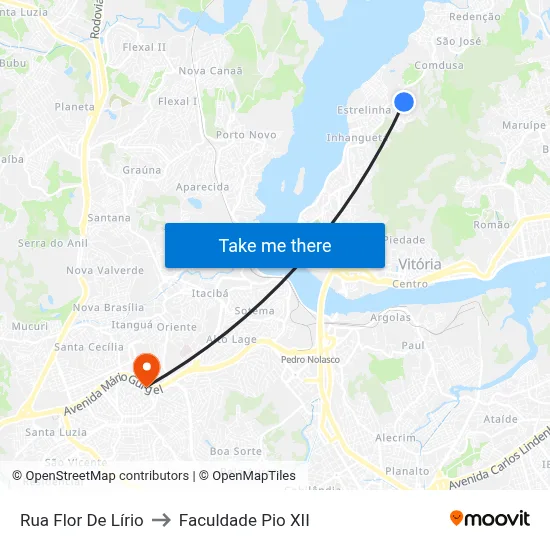 Rua Flor De Lírio to Faculdade Pio XII map