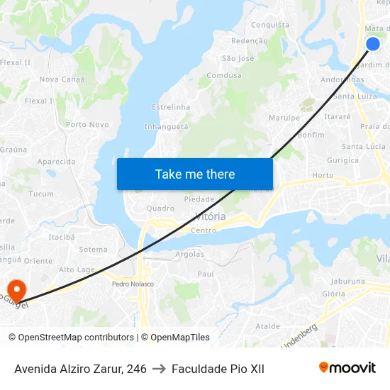 Avenida Alziro Zarur, 246 to Faculdade Pio XII map