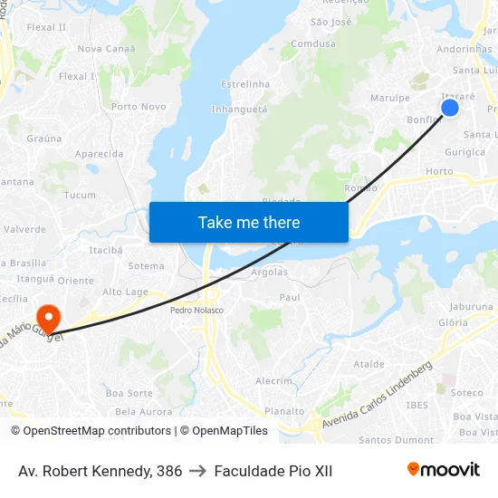 Av. Robert Kennedy, 386 to Faculdade Pio XII map