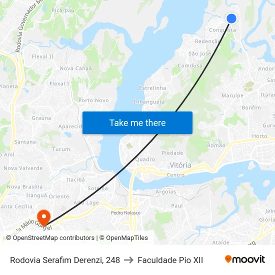 Rodovia Serafim Derenzi, 248 to Faculdade Pio XII map