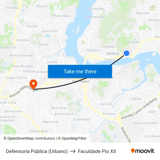 Defensoria Pública (Urbano) to Faculdade Pio XII map