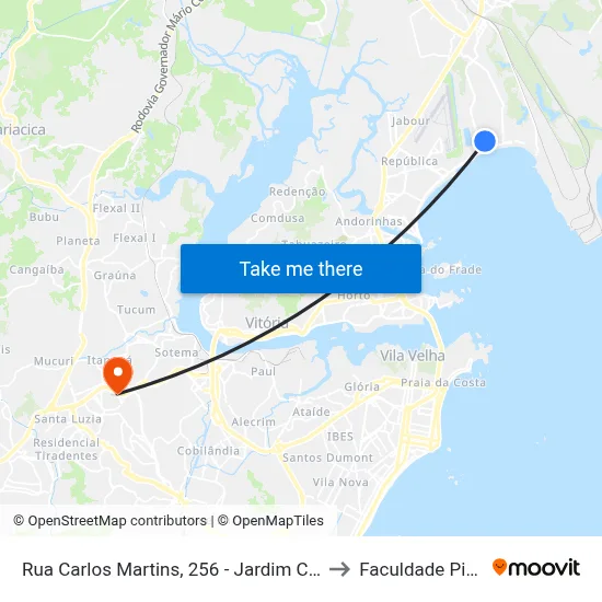 Rua Carlos Martins, 256 - Jardim Camburi to Faculdade Pio XII map