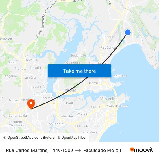 Rua Carlos Martins, 1449-1509 to Faculdade Pio XII map