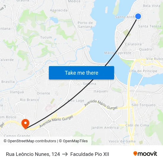 Rua Leôncio Nunes, 124 to Faculdade Pio XII map