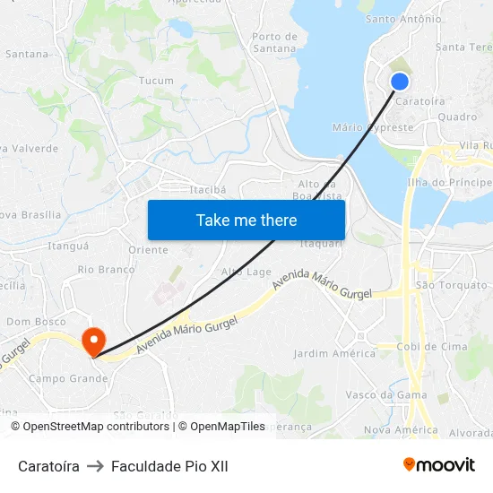 Caratoíra to Faculdade Pio XII map