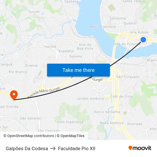 Galpões Da Codesa to Faculdade Pio XII map