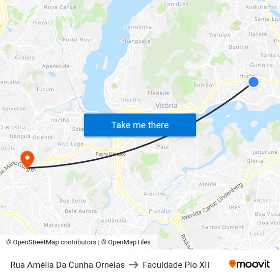 Rua Amélia Da Cunha Ornelas to Faculdade Pio XII map